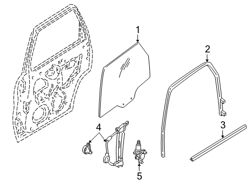 2006 Mercury Mariner Glass - Door Diagram 4 - Thumbnail