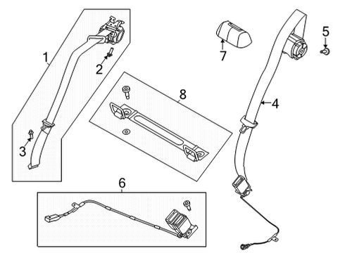 2024 Ford Mustang Mach-E Rear Seat Belts Diagram