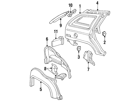 1992 Mercury Sable Inner Structure - Quarter Panel Diagram 2 - Thumbnail