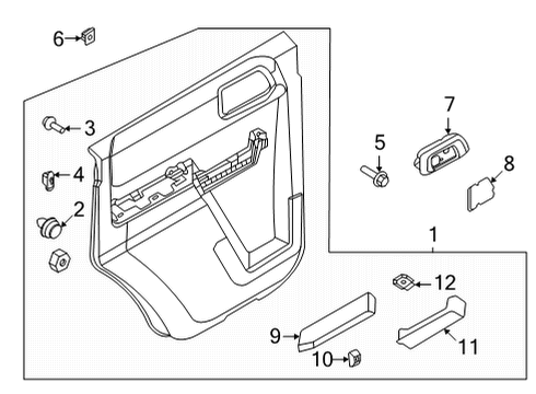 2024 Ford Bronco Interior Trim - Rear Door Diagram
