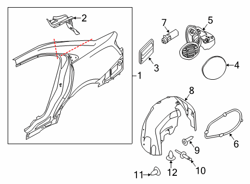 2014 Ford Special Service Police Sedan Quarter Panel & Components Diagram