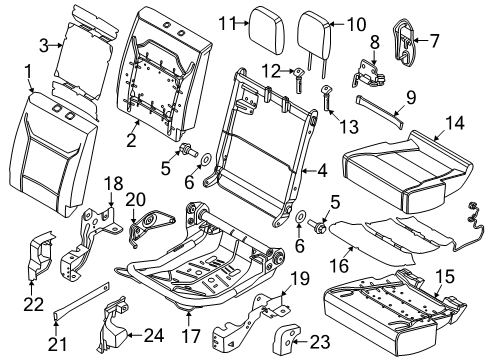 2024 Ford F-350 Super Duty Rear Seat Components Diagram 2 - Thumbnail