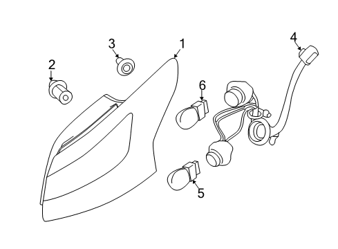 2014 Ford Focus Tail Lamp Assembly, Rear Outer Driver Side Diagram for DM5Z-13405-E
