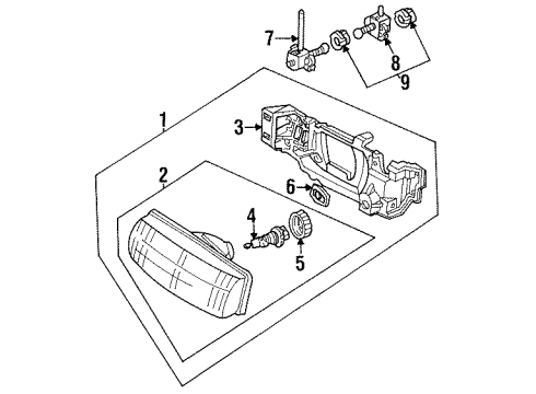 1992 Ford Escort Headlamp Components Diagram