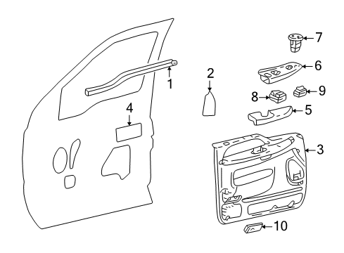 2001 Ford Excursion Interior Trim - Front Door Diagram