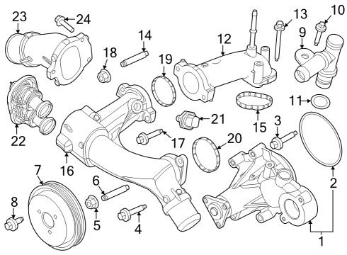 2023 Ford F-150 Thermostat Housing Seal Diagram for KR3Z-8590-A