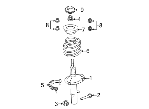 2013 Lincoln MKS Struts & Components Diagram