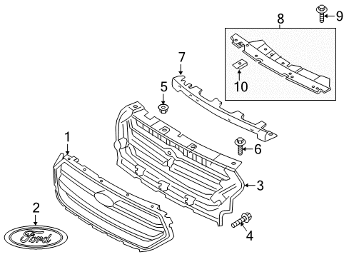 2019 Ford Escape Grille & Components Diagram