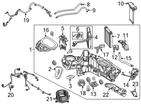 2013 Ford F-250 Super Duty A/C Evaporator & Heater Components Diagram