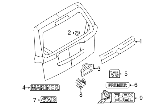 2011 Mercury Mariner Emblem Diagram for 8E6Z-7842528-E