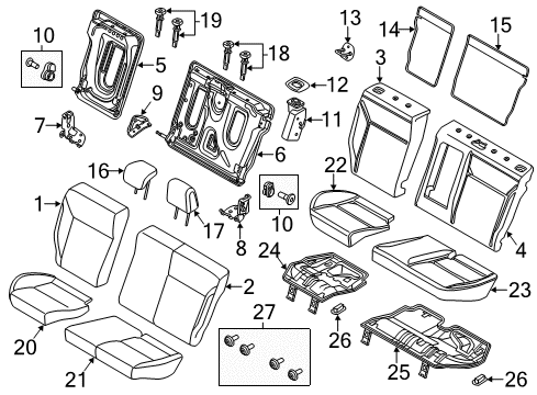 2013 Ford Focus Headrest Guide, Rear Center Diagram for 8A6Z-58610B16-A