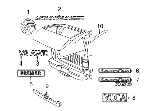 2004 Mercury Mountaineer Exterior Trim - Lift Gate Diagram