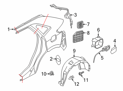 2019 Lincoln Nautilus Quarter Panel & Components Diagram