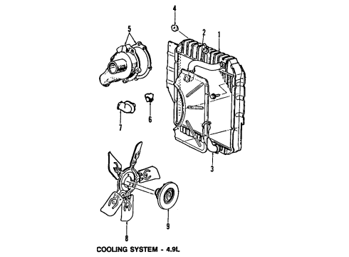 1989 Ford Bronco Radiator & Components Diagram 3 - Thumbnail