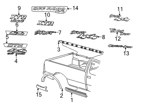 1999 Ford F-250 Nameplate, Rear Diagram for XL3Z-9942528-EAA