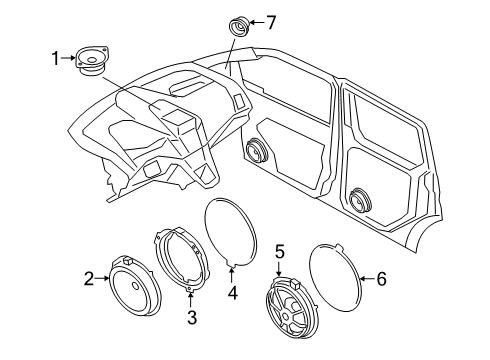 2019 Ford Transit Connect Rear Driver Speaker, Center Diagram for H1BZ-18808-E