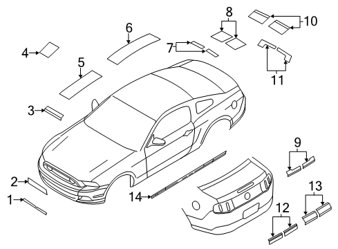 2014 Ford Mustang Stripe Tape, Black, Passenger Side Diagram for AR3Z-6320000-EG