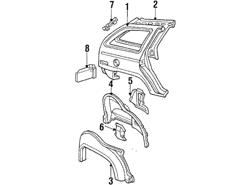 1987 Mercury Sable Inner Structure - Quarter Panel Diagram 2 - Thumbnail