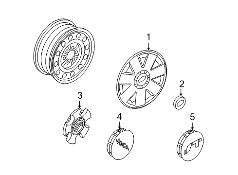 2007 Mercury Milan Wheel Covers & Trim Diagram