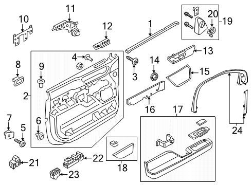 2022 Lincoln Navigator Interior Trim - Front Door Diagram
