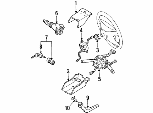 1997 Ford Contour Shroud, Switches & Levers Diagram