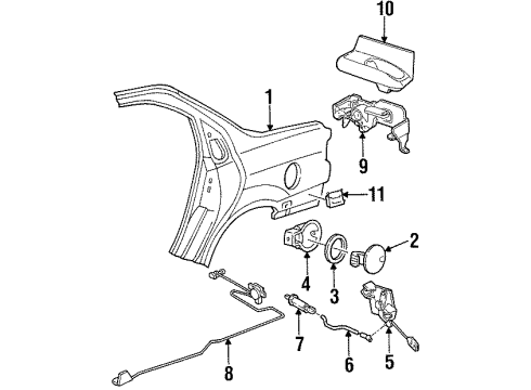 1996 Mercury Mystique Latch Assembly Diagram for F5RZ-5428610-A