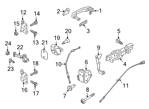 2022 Ford Ranger Rear Door - Lock & Hardware Diagram 2 - Thumbnail