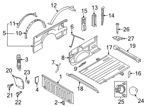 2010 Ford F-150 Wheel Opening Molding Retainer Diagram for -W705546-S439