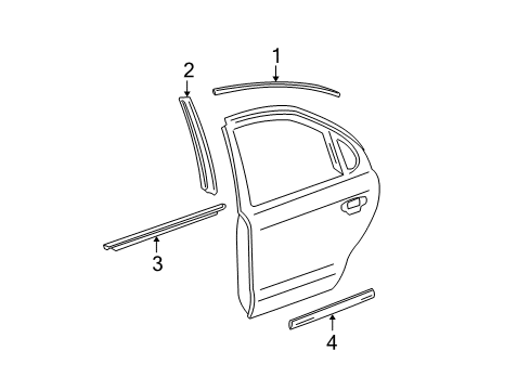 2001 Lincoln LS Exterior Trim - Rear Door Diagram