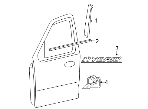2011 Ford Escape Exterior Trim - Front Door Diagram 2 - Thumbnail