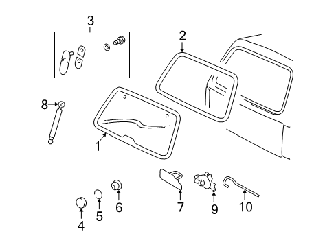 2002 Ford Explorer Sport Glass - Lift Gate Diagram 2 - Thumbnail