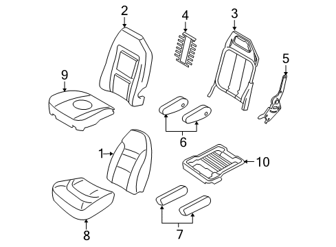 2010 Ford E-350 Super Duty Front Seat Components Diagram