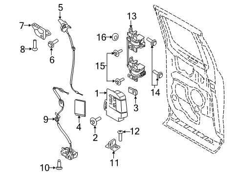 2018 Ford F-350 Super Duty Rear Door - Lock & Hardware Diagram 2 - Thumbnail