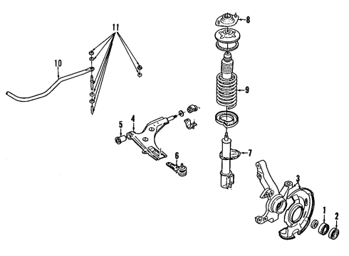 1988 Mercury Tracer Lower Control Arm - Front Diagram