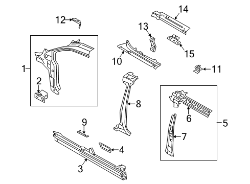2016 Ford Transit Connect Center Pillar Reinforcement, Outer Passenger Side Diagram for DT1Z-6124382-E
