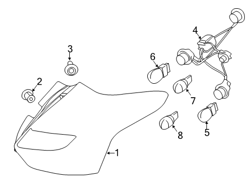 2016 Ford Focus Tail Lamp Assembly Retainer, Inner Diagram for -W715751-S300