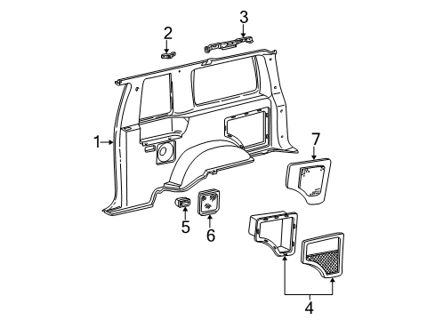1997 Ford Explorer Interior Trim - Quarter Panels Diagram 2 - Thumbnail