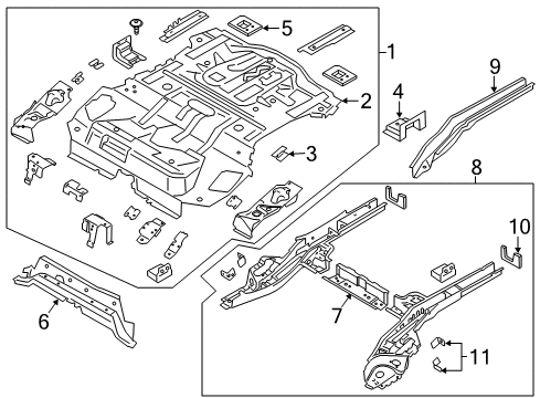 2017 Ford Focus Rear Floor & Rails Diagram 2 - Thumbnail