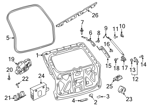 2023 Lincoln Aviator Lock Switch, Rear Diagram for GB5Z-9C888-B