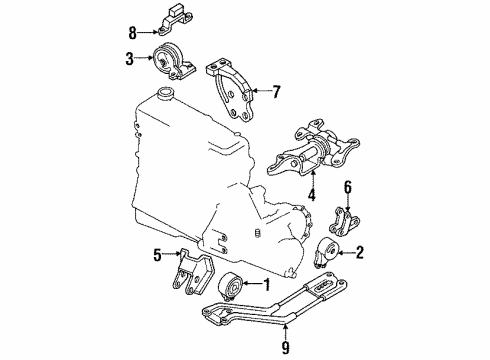1991 Mercury Tracer Engine & Trans Mounting Diagram 2 - Thumbnail