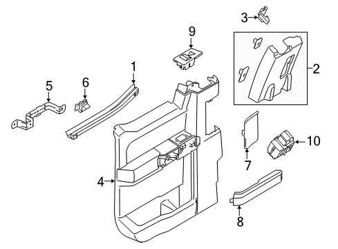 2018 Ford F-150 Door Trim Panel Bracket, Passenger Side Diagram for FL3Z-1824116-A