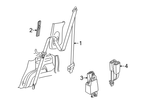 2002 Mercury Mountaineer Seat Belt - Body Diagram 4 - Thumbnail