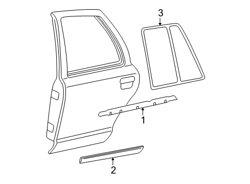 2003 Mercury Grand Marquis Exterior Trim - Rear Door Diagram