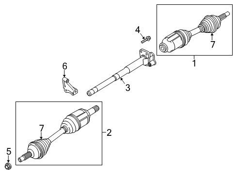 2019 Ford Flex Drive Axles - Front Diagram