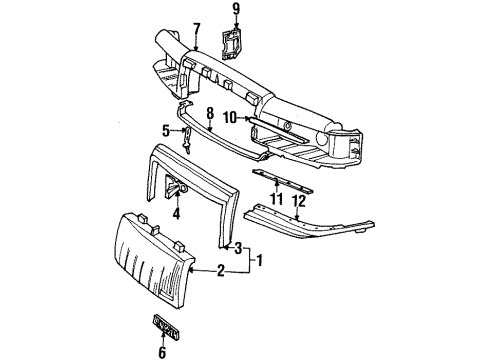 1990 Lincoln Town Car Grille & Components Diagram