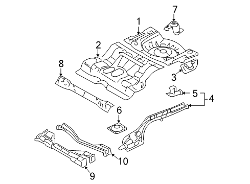 2007 Mercury Milan Rear Floor & Rails Diagram