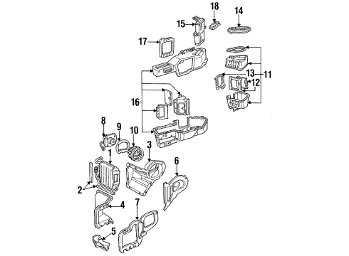 1997 Ford Crown Victoria A/C Evaporator & Heater Components Diagram