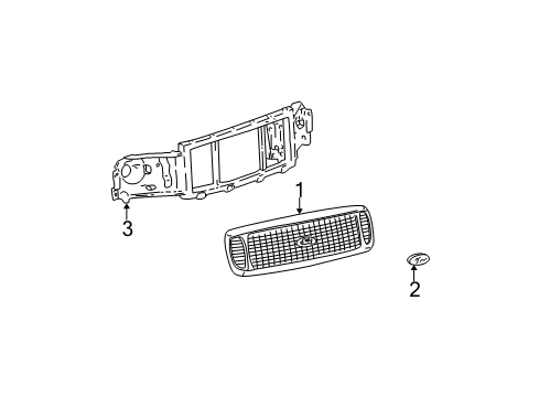2000 Ford F-250 Super Duty Grille & Components Diagram