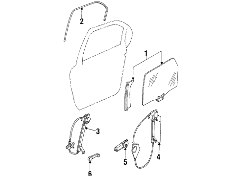 2000 Mercury Mystique Glass - Door Diagram