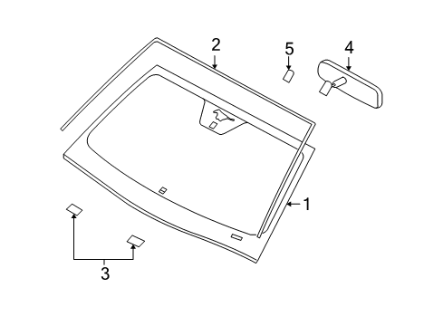 2012 Ford Mustang Glass - Windshield Diagram